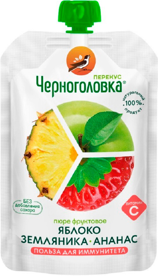 

Пюре детское Черноголовка фруктовое яблоко земляника ананас