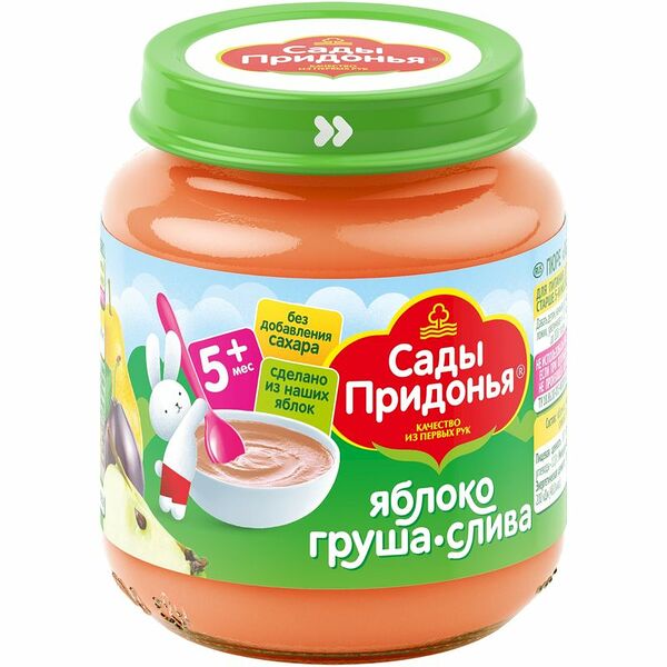Фруктовое пюре Сады Придонья груша-слива-яблоко с 5 месяцев