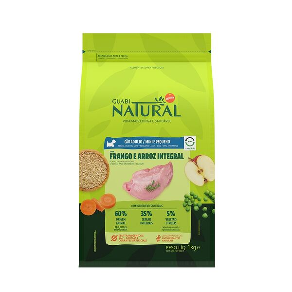 GUABI Natural для собак сухой  1кг Dog Adult Цыпленок и коричневый рис для мелких пород