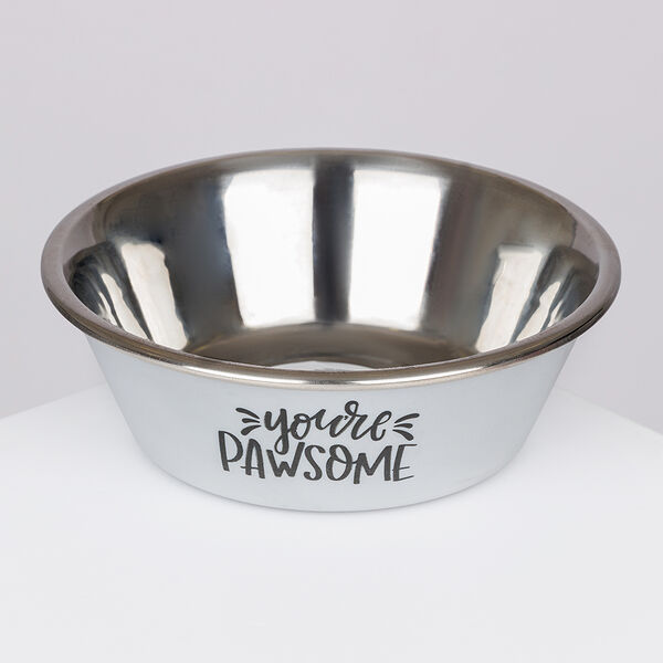 Миска металлическая для собак, d 17 см, серая