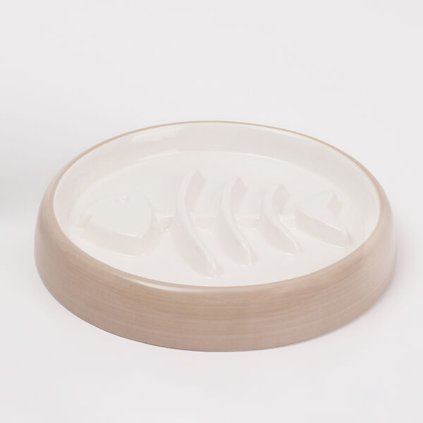 Миска керамическая для медленного поедания для кошек и собак, 19 см, серая