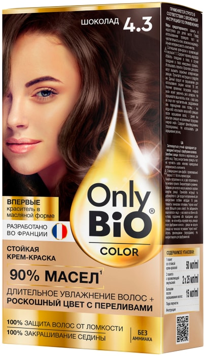 

Краска для волос Only Bio Color тон 4.3 Шоколад 115 мл