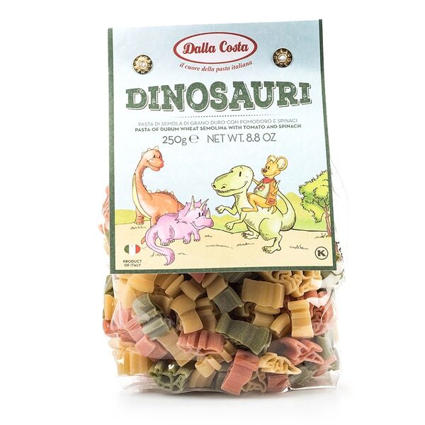 Макаронные изделия Dalla Costa Динозавры с томатом и шпинатом 