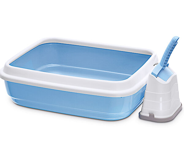 Imac Duo лоток для кошек с бортом и совком Голубой