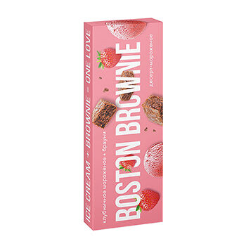 Десерт - мороженное Boston Brownie Брауни с клубникой и бисквитом 70г, Россия