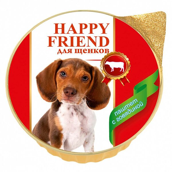 Корм для щенков HAPPY FRIEND Паштет с говядиной конс.