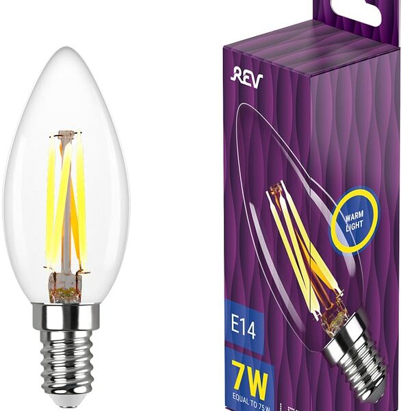 Лампа светодиодная REV Filament Теплый свет E14 7Вт