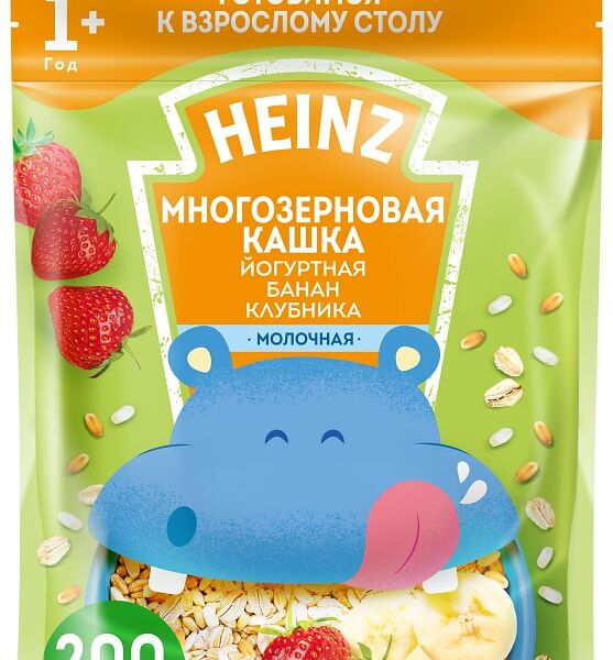 Каша Heinz Многозерновая Йогуртная Банан-Клубника с 12 месяцев 200г