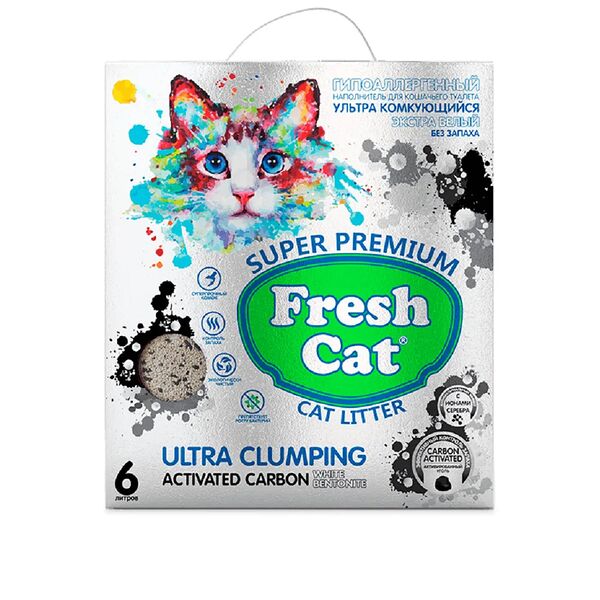 Наполнитель для кошачьего туалета FRESH CAT комкующийся с активированным углем