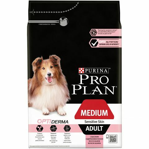 Сухой корм Purina Pro Plan Medium Adult Sensitive Skin для взрослых собак средних пород с чувствительной кожей Лосось и рис