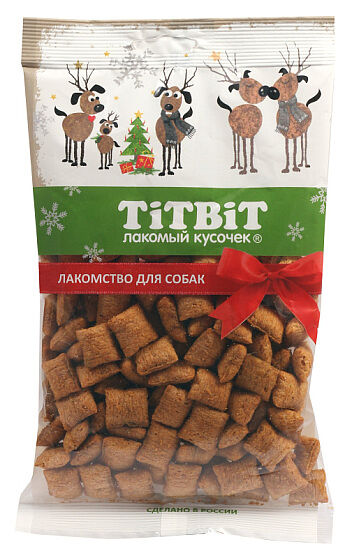 Лакомство TitBit Хрустящие подушечки Индейка/Шпинат для собак 95 г