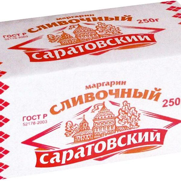 Маргарин сливочный САРАТОВСКИЙ со сливочным вкусом и ароматом 60%, 250г