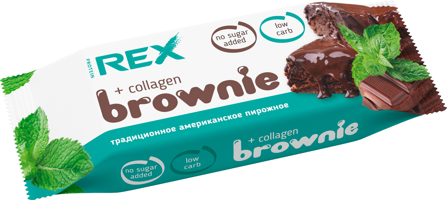 

Пирожное Protein Rex протеиновое Брауни мятное с коллагеном