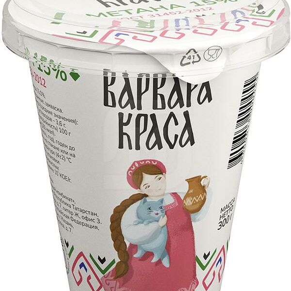 Сметана Варвара-краса 15%
