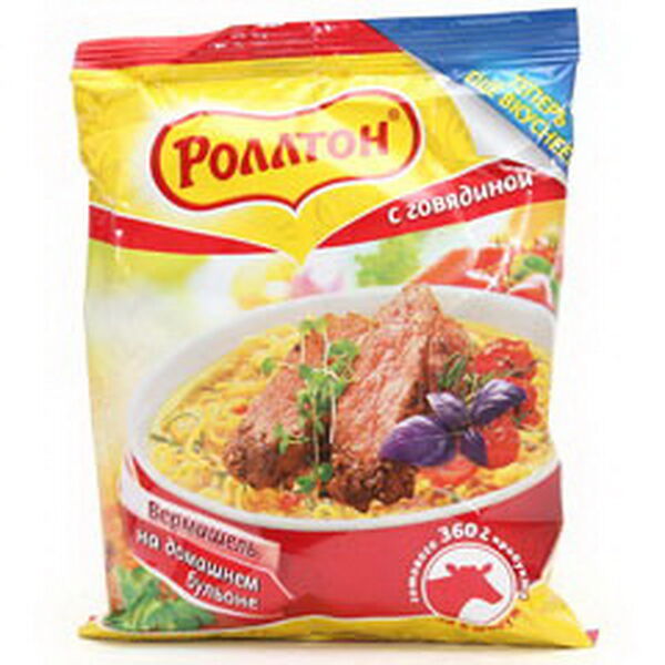 Вермишель Роллтон на домашнем бульоне с говядиной пак. 60 г. РФ