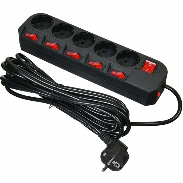 Сетевой фильтр Buro 500SH-5-SW-B (5X220V, 5м, черный)