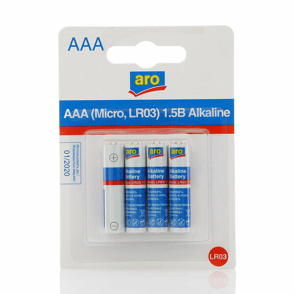 Батарейки ААА ТМ Aro (Аро), 4 шт
