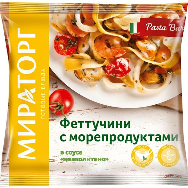 Феттучини Vитамин с морепродуктами в соусе Неаполитано 400г
