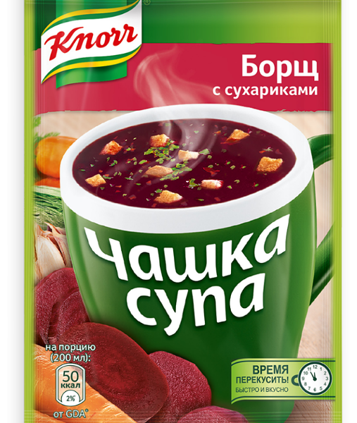 Суп быстрого приготовления Knorr Чашка Супа Борщ с сухариками