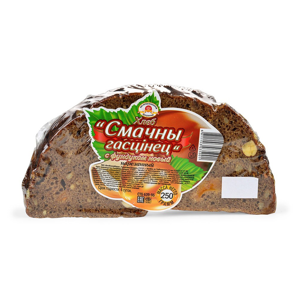 

Хлеб Каравай Придвинья Смачны гастинец с фундуком в нарезке 250 г