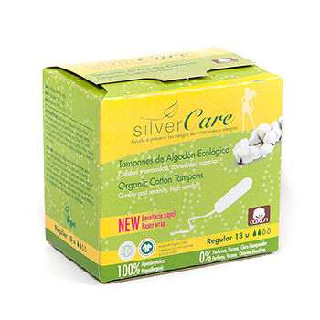 Тампоны SilverCare Regular из органического хлопка (без аппликатора) 18шт., Испания