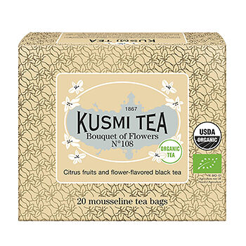 Чай чёрный Bouquet of Flowers N° 108 с ароматом цитрусовых и цветов органический пакетированный, Kusmi Tea, 20*2 г, Франция