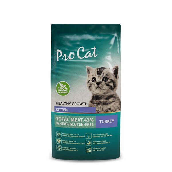 Корм для котят PRO CAT для здорового роста и энергии, индейка сух. 400г