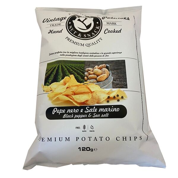 Чипсы картофельные Fox с черным перецем и морской солью Bar italia srl 120г Италия