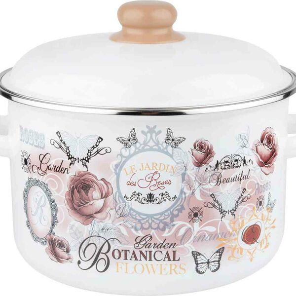 Кастрюля цилиндрическая Appetite Roses цвет: белоснежный