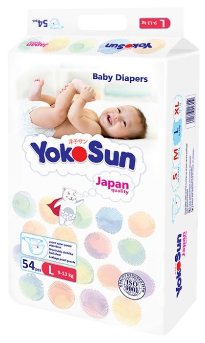 

Подгузники YokoSun L (9-13 кг) 54 шт