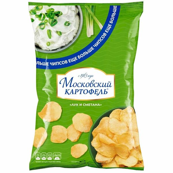 Картофель Московский Картофель хрустящий со вкусом лука и сметаны, 200г