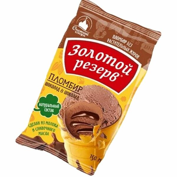 Мороженое Снежный Городок Золотой резерв пломбир шоколадный, 12% 80 г