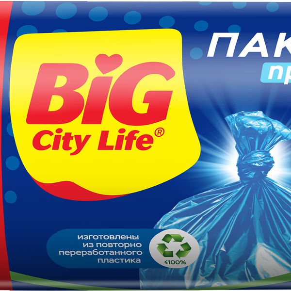 Пакеты для мусора BIG CITY LIFE HD 50х60см, 35л, синий, 100шт