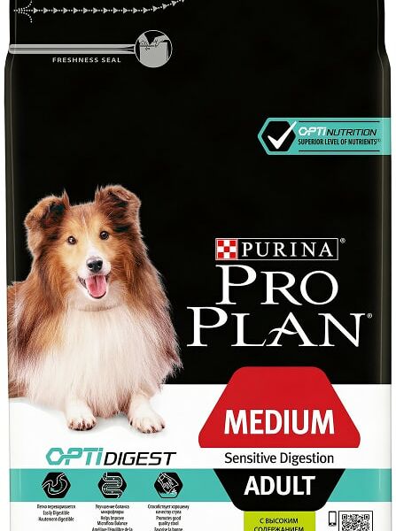 Сухой корм для собак Pro Plan Optidigest Medium Adult Sensitive Digestion для средних пород для улучшения пищеварения с ягненком 3кг