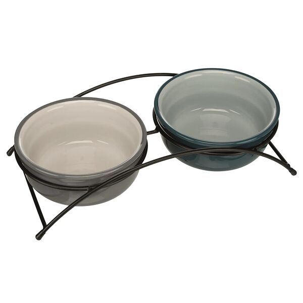 Керамические миски на подставке, 2х0,25л, D=13см