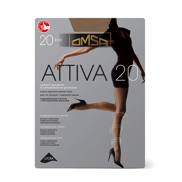Колготки женские Omsa Attiva caramello 20 den р.4