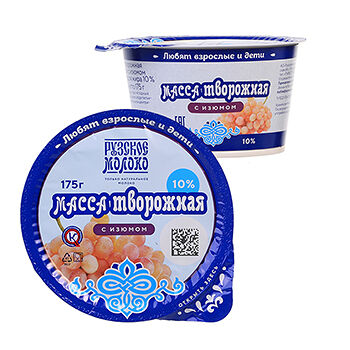 Масса творожная Рузская с изюмом 10% 175г