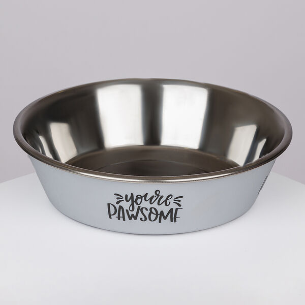 Миска металлическая для собак, 22 см, серая