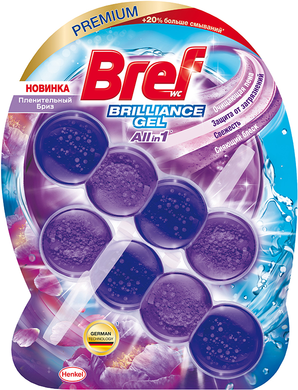 

Блок для унитаза Bref Brilliance Gel Пленительный бриз, 2x42 г