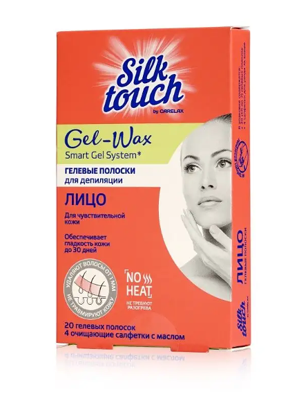 Восковые полоски для депиляции Carelax Silk Touch Gel-Wax для лица 20шт