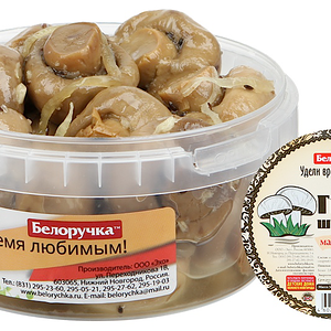 Грибы БЕЛОРУЧКА шампиньоны маринованные вес 