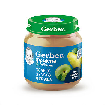 GERBER Фруктовое пюре Яблоко Груша банка, 125 г