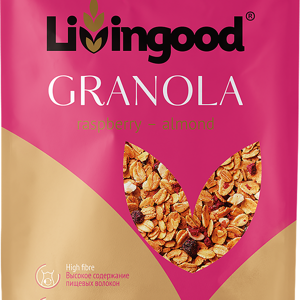 Гранола LIVINGOOD Малина-миндаль