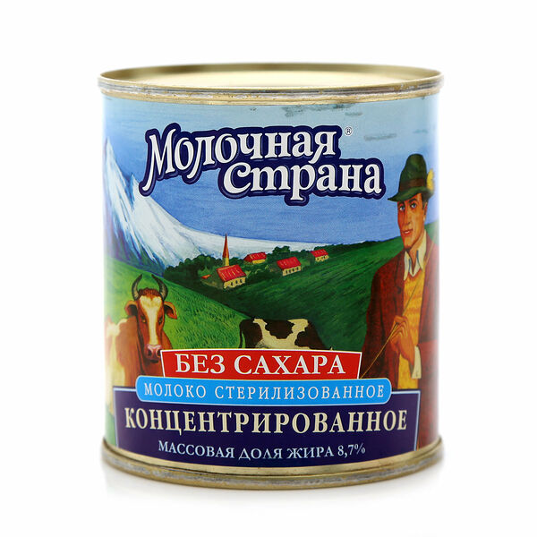 Молоко концентрированное стерилизованное 8,7% ТМ Молочная страна