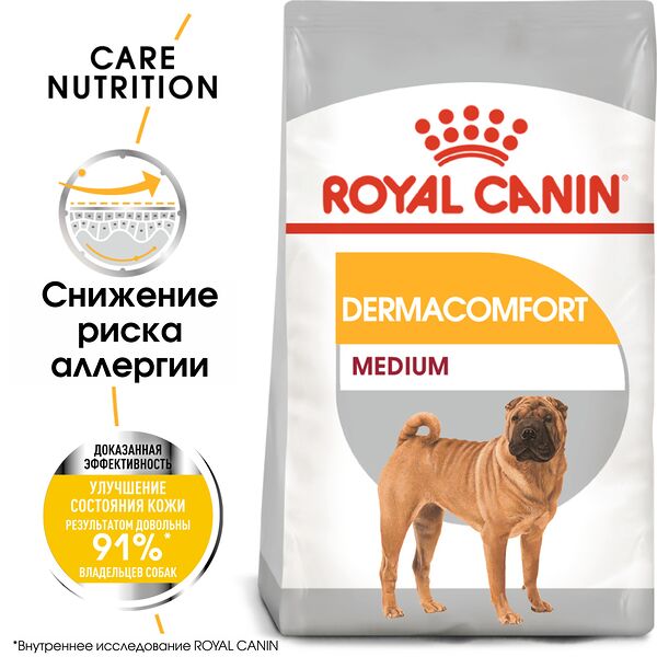 Royal Canin Medium Dermacomfort корм для собак средних размеров с раздраженной кожей Птица