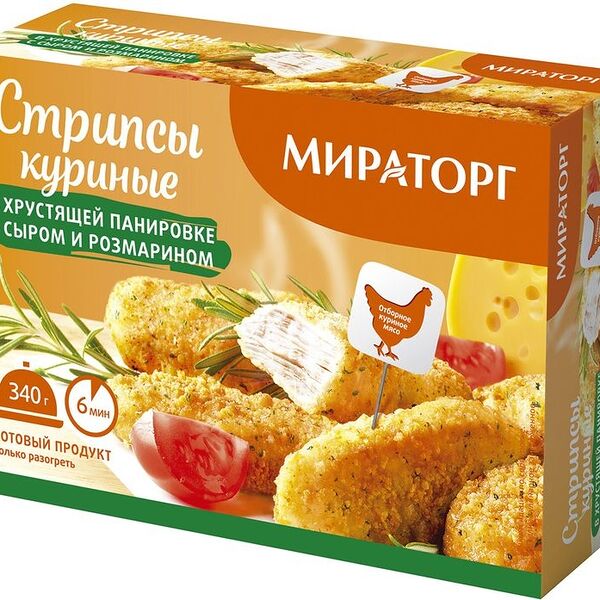 Стрипсы куриные Мираторг с сыром и розмарином в хрустящей панировке