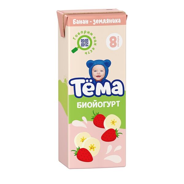 Биойогурт Тема земляника-банан 2,8% 210г 