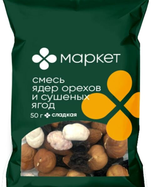 Смесь Маркет Орехи и сушеные ягоды сладкая 50г