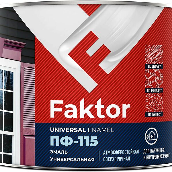 Эмаль FAKTOR ПФ-115 белая, банка 1,9 кг