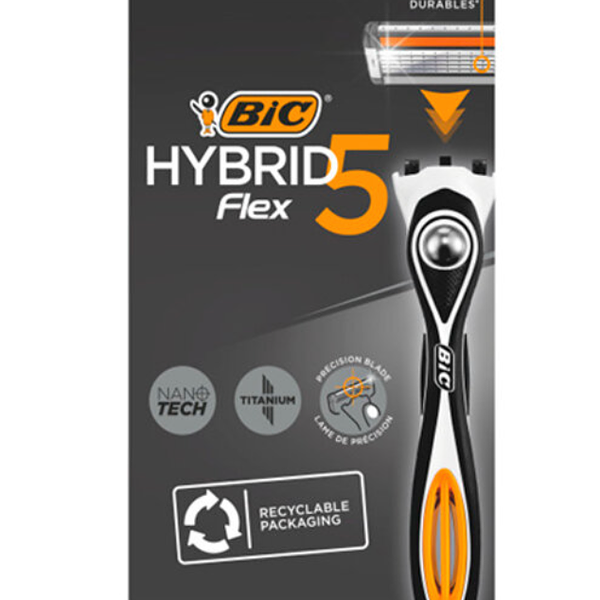 Бритвенный станок + сменные лезвия Bic Hybrid Flex 5, 1 шт.+2 шт.